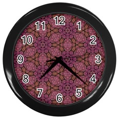 Fuchsia Abstract Shell Pattern Wall Clocks (black) by TanyaDraws