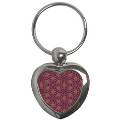 Fuchsia Abstract Shell Pattern Key Chains (heart)  by TanyaDraws