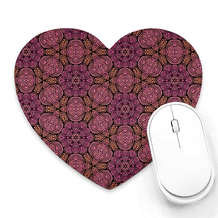 Fuchsia Abstract Shell Pattern Heart Mousepads