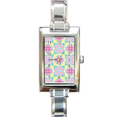 Pastel Block Tiles Pattern Rectangle Italian Charm Watch by TanyaDraws