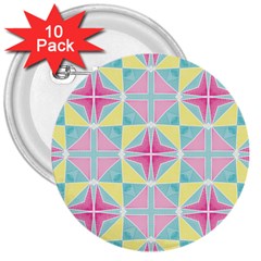 Pastel Block Tiles Pattern 3  Buttons (10 Pack)  by TanyaDraws