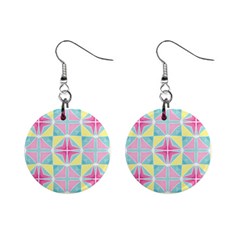 Pastel Block Tiles Pattern Mini Button Earrings