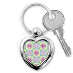 Pastel Block Tiles Pattern Key Chains (Heart)  Front