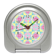 Pastel Block Tiles Pattern Travel Alarm Clocks