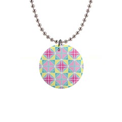 Pastel Block Tiles Pattern Button Necklaces