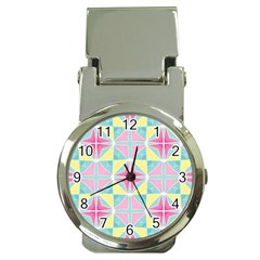 Pastel Block Tiles Pattern Money Clip Watches