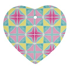 Pastel Block Tiles Pattern Heart Ornament (2 Sides)