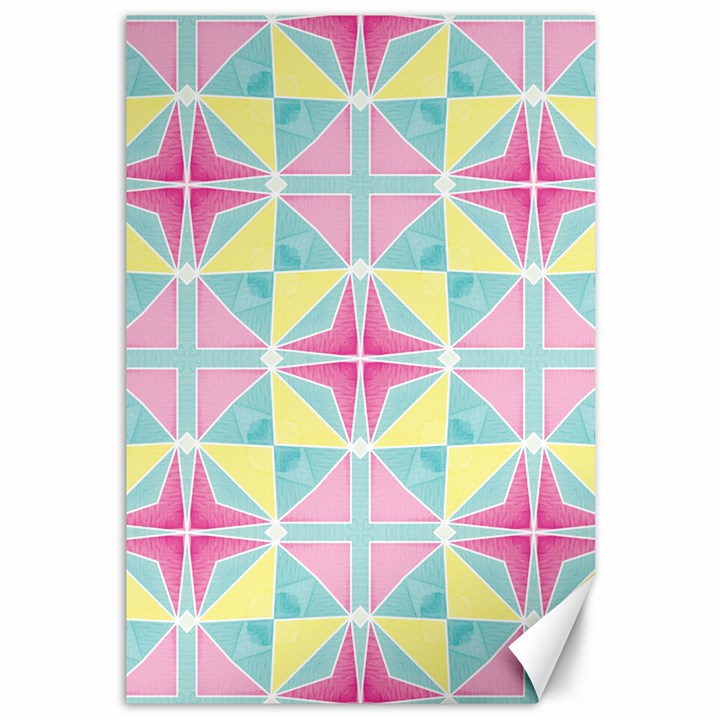 Pastel Block Tiles Pattern Canvas 12  x 18  