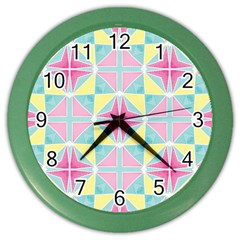 Pastel Block Tiles Pattern Color Wall Clocks by TanyaDraws