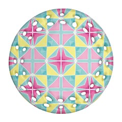 Pastel Block Tiles Pattern Round Filigree Ornament (2side) by TanyaDraws