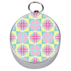 Pastel Block Tiles Pattern Silver Compasses by TanyaDraws