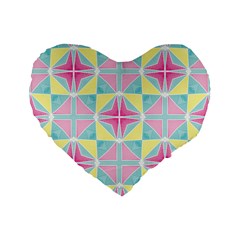 Pastel Block Tiles Pattern Standard 16  Premium Flano Heart Shape Cushions by TanyaDraws