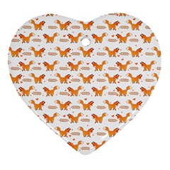 Fox And Laurel Pattern Ornament (heart)  by TanyaDraws