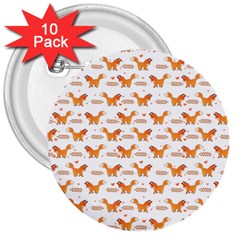 Fox And Laurel Pattern 3  Buttons (10 Pack) 