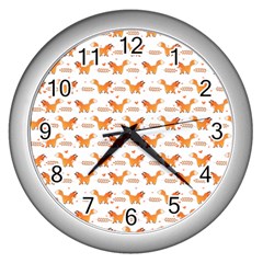 Fox And Laurel Pattern Wall Clocks (silver) 