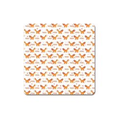 Fox And Laurel Pattern Square Magnet by TanyaDraws