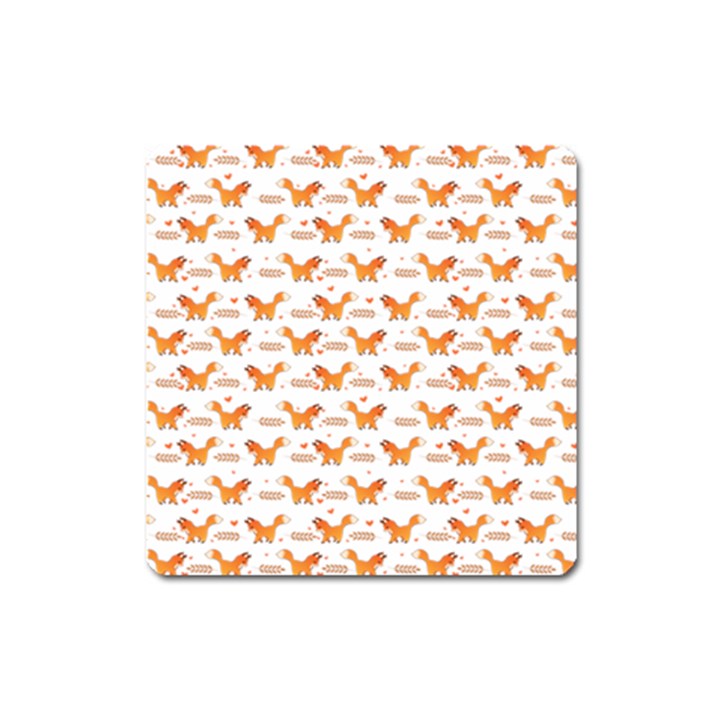 Fox and Laurel Pattern Square Magnet