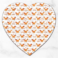 Fox And Laurel Pattern Jigsaw Puzzle (heart) by TanyaDraws