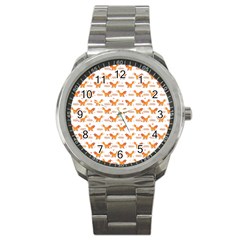 Fox And Laurel Pattern Sport Metal Watch by TanyaDraws