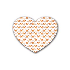 Fox And Laurel Pattern Heart Coaster (4 Pack) 