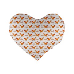 Fox And Laurel Pattern Standard 16  Premium Heart Shape Cushions by TanyaDraws