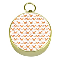 Fox And Laurel Pattern Gold Compasses by TanyaDraws