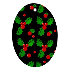 Christmas Berries Pattern  Oval Ornament (two Sides) by Valentinaart