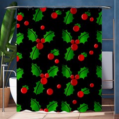 Christmas Berries Pattern  Shower Curtain 60  X 72  (medium)  by Valentinaart