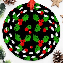 Christmas Berries Pattern  Ornament (round Filigree) 