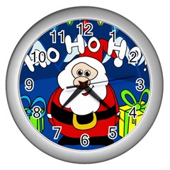 Santa Claus  Wall Clocks (silver)  by Valentinaart