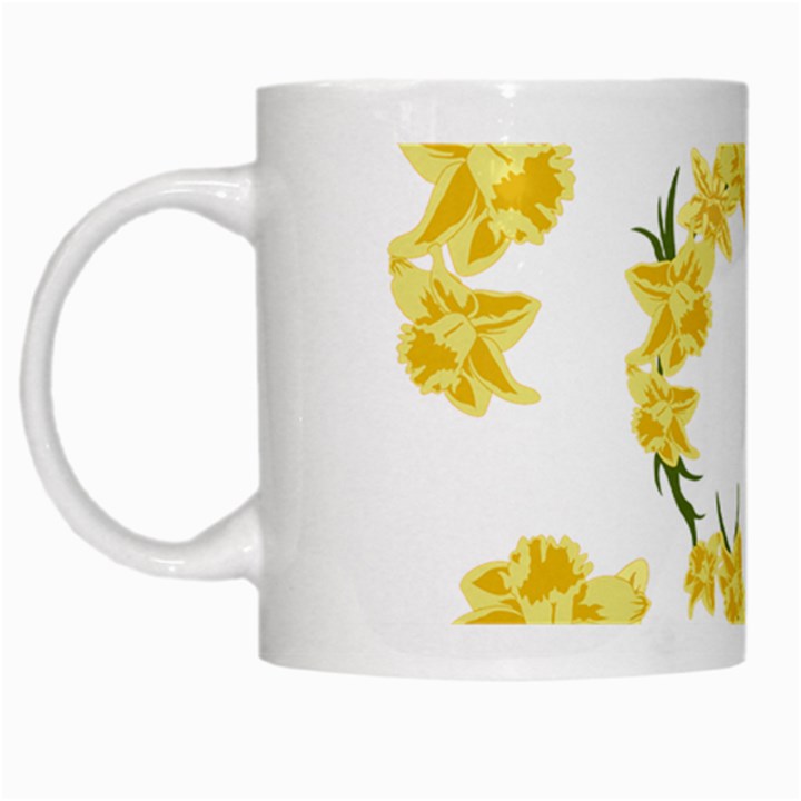 Daffodils Illustration  White Mugs