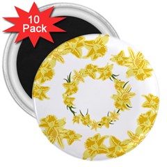 Daffodils Illustration  3  Magnets (10 Pack) 