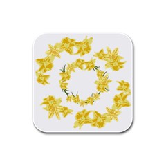 Daffodils Illustration  Rubber Square Coaster (4 Pack)  by vanessagf