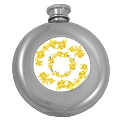 Daffodils Illustration  Round Hip Flask (5 Oz) by vanessagf