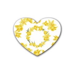 Daffodils Illustration  Rubber Coaster (heart)  by vanessagf