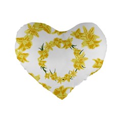 Daffodils Illustration  Standard 16  Premium Heart Shape Cushions by vanessagf