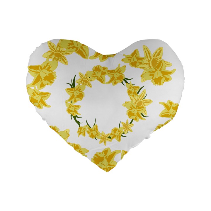 Daffodils Illustration  Standard 16  Premium Heart Shape Cushions