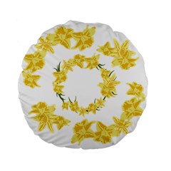 Daffodils Illustration  Standard 15  Premium Flano Round Cushions by vanessagf