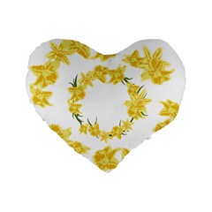 Daffodils Illustration  Standard 16  Premium Flano Heart Shape Cushions