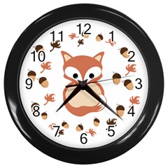 Fox In Autumn Wall Clocks (black) by vanessagf