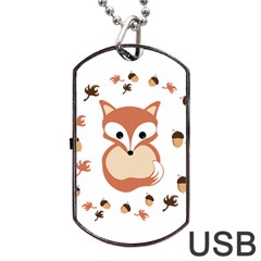 Fox In Autumn Dog Tag Usb Flash (two Sides) 