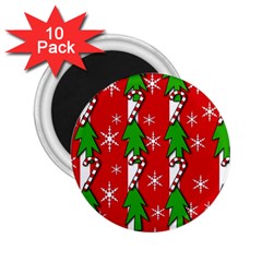 Christmas Tree Pattern - Red 2 25  Magnets (10 Pack)  by Valentinaart