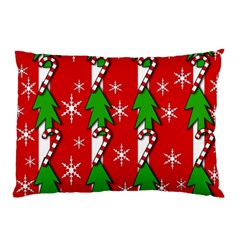 Christmas Tree Pattern - Red Pillow Case by Valentinaart