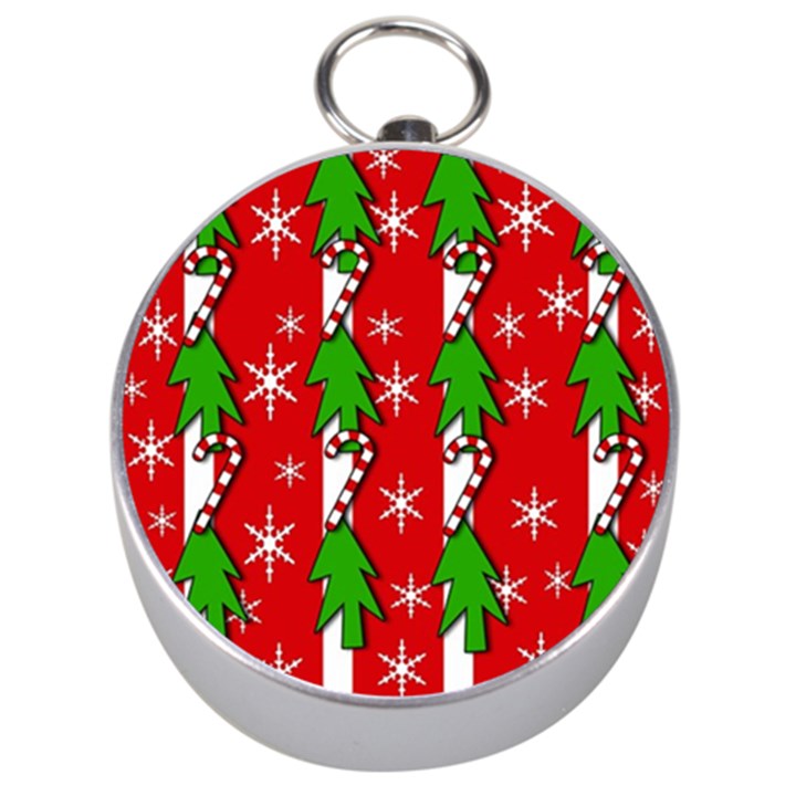 Christmas tree pattern - red Silver Compasses