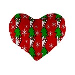 Christmas tree pattern - red Standard 16  Premium Flano Heart Shape Cushions Back