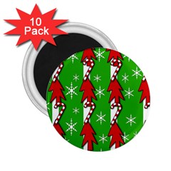 Christmas Pattern - Green 2 25  Magnets (10 Pack) 