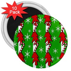 Christmas Pattern - Green 3  Magnets (10 Pack)  by Valentinaart