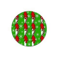 Christmas Pattern - Green Magnet 3  (round) by Valentinaart