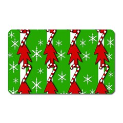 Christmas Pattern - Green Magnet (rectangular) by Valentinaart