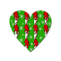 Christmas Pattern - Green Heart Magnet by Valentinaart